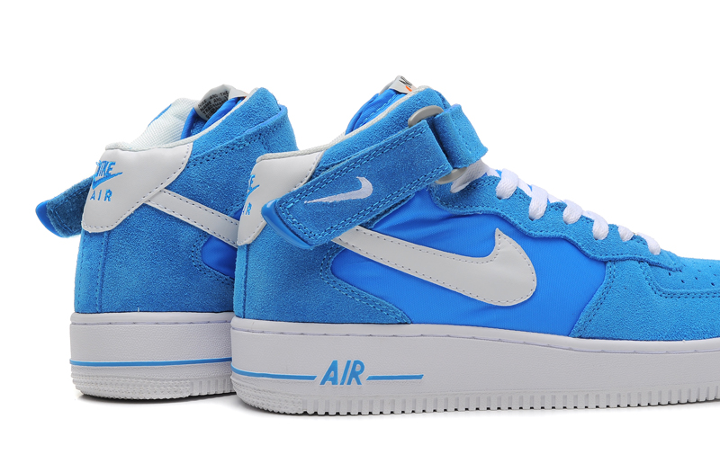 nike air force haute 2013 chaussures des hommes de fourrure blanc bleu (3)